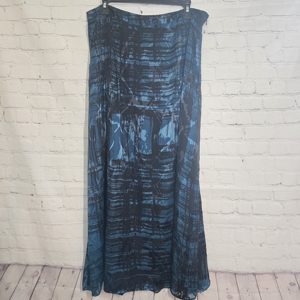 Chico’s Silk Blend Abstract Print Gauzey Skirt Mature Artsy Sz XL 2.5 Boho